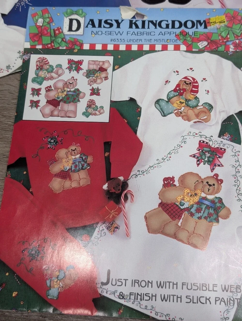 NOS 90s Daisy Kingdom No Sew Iron Applique Bundle-6 Christmas Santa Teddy Bears